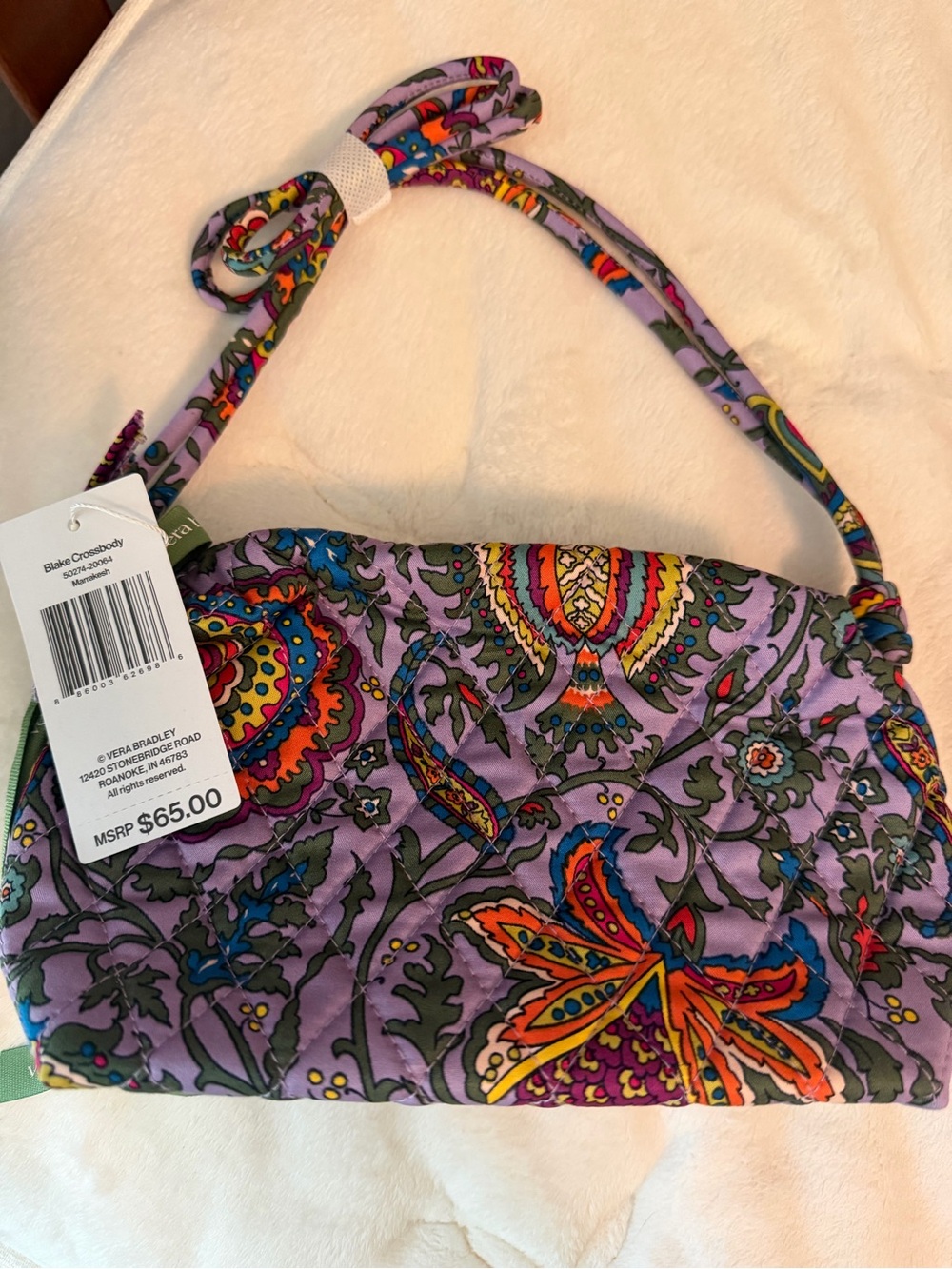 Vera Bradley Purple Paisley Quilted Shoulder Bag